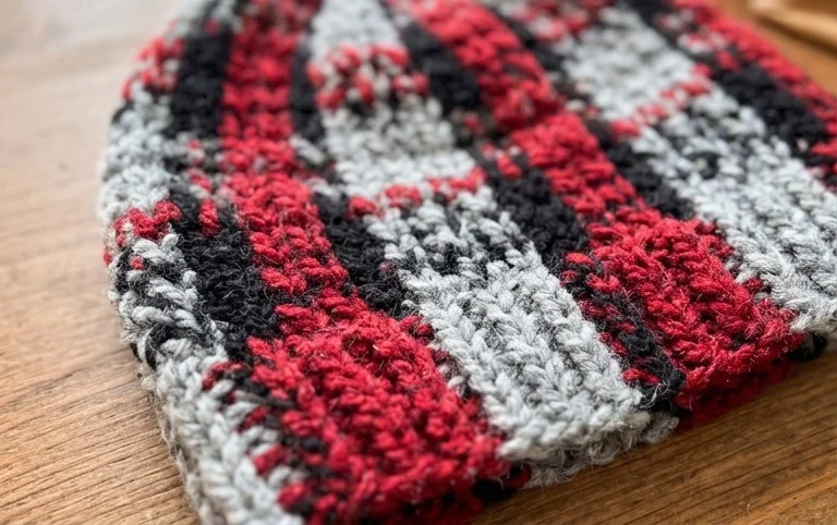 Chunky Plaid Bun Beanie - Winding Road Crochet