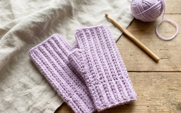 Free Crochet Ribbed Fingerless Gloves Pattern for Beginners